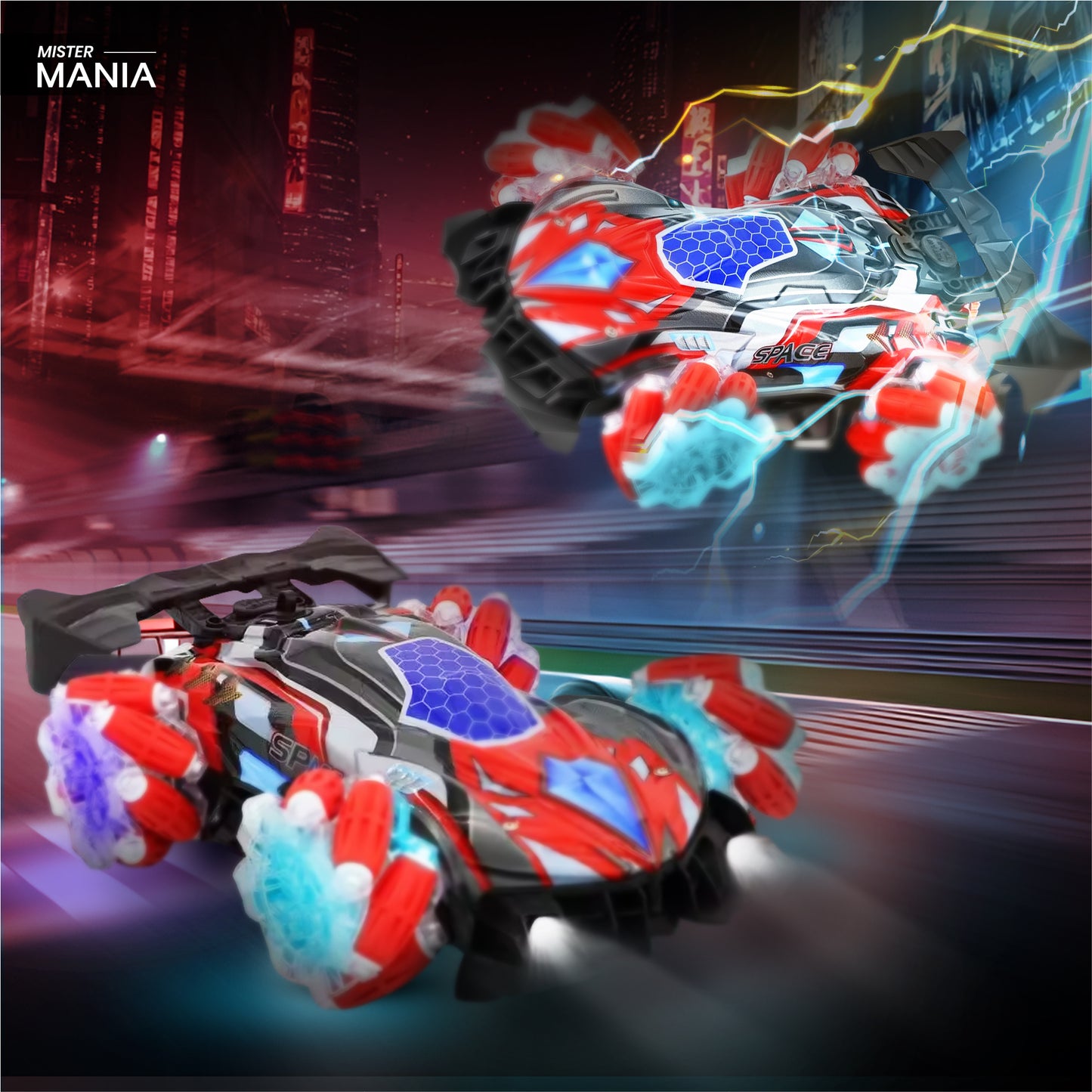 Mister Mania Bestuurbare stunt auto met echte rook.